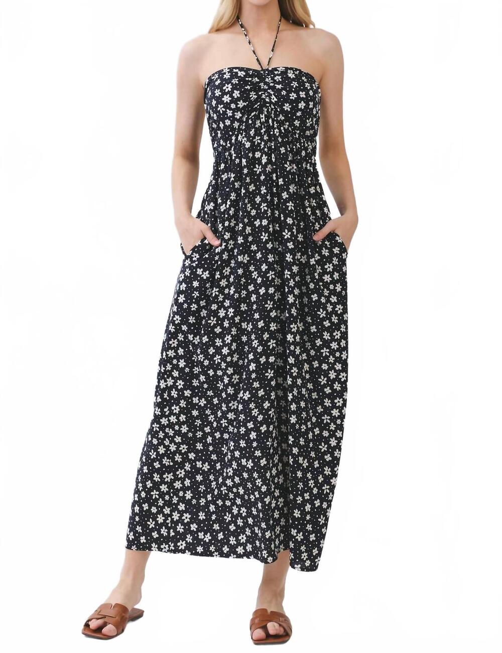 NEW FINAL TOUCH zoe halter midi dress in black